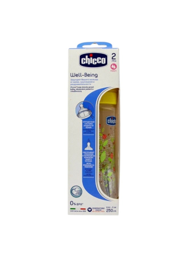Chicco Baby Bottle 250ml - BPA-Free Feeding Bottle with Anti-Colic System & Yellow Cap - Image 2